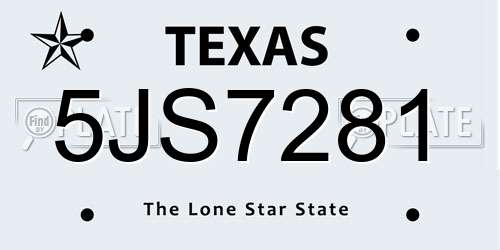 5JS7281 Texas License Plate