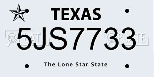 5JS7733 Texas License Plate