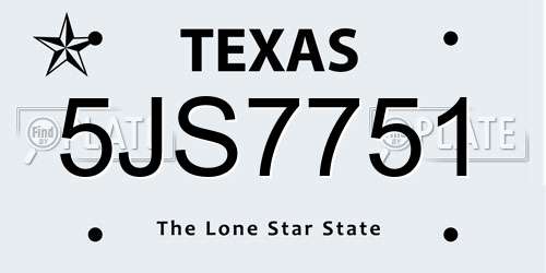 5JS7751 Texas License Plate