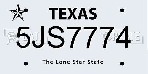 5JS7774 Texas License Plate