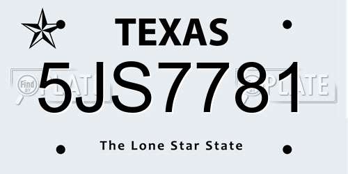 5JS7781 Texas License Plate