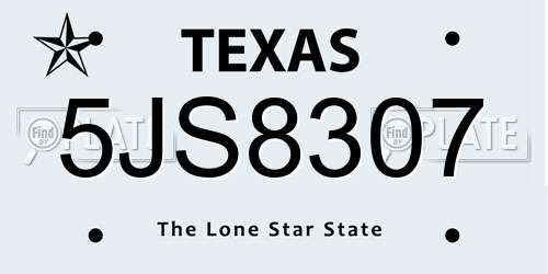 5JS8307 Texas License Plate