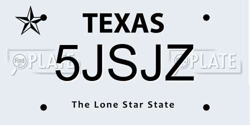 5JSJZ Texas License Plate