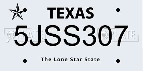 5JSS307 Texas License Plate