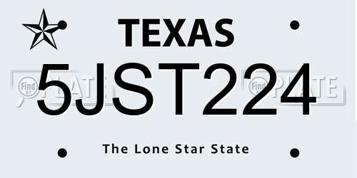 5JST224 Texas License Plate