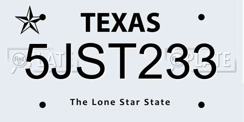 5JST233 Texas License Plate