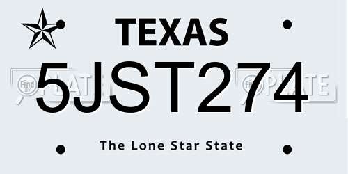 5JST274 Texas License Plate
