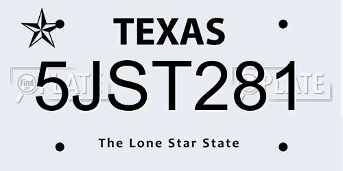 5JST281 Texas License Plate