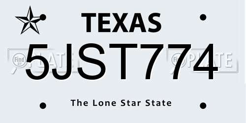 5JST774 Texas License Plate