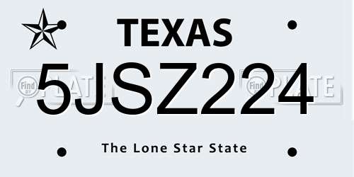 5JSZ224 Texas License Plate