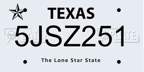 5JSZ251 Texas License Plate