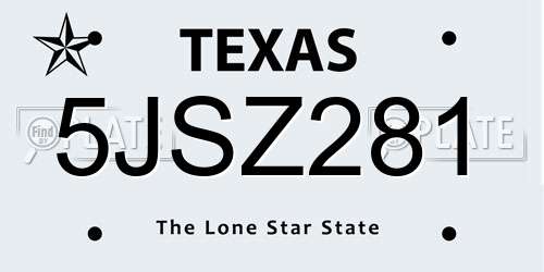 5JSZ281 Texas License Plate