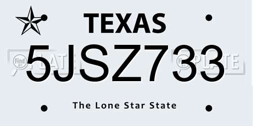 5JSZ733 Texas License Plate