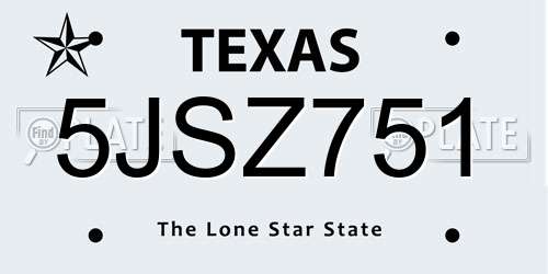 5JSZ751 Texas License Plate