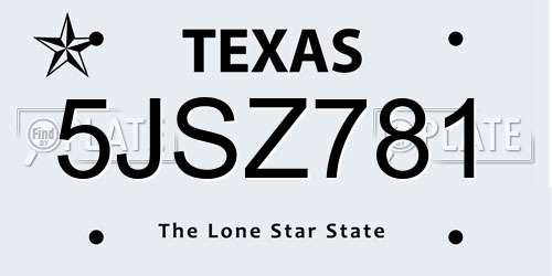 5JSZ781 Texas License Plate