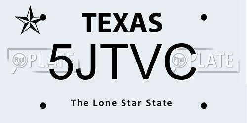5JTVC Texas License Plate