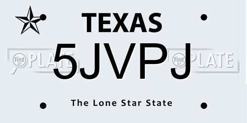 5JVPJ Texas License Plate