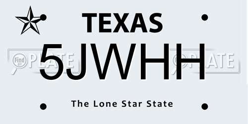 5JWHH Texas License Plate