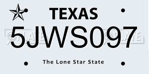 5JWS097 Texas License Plate