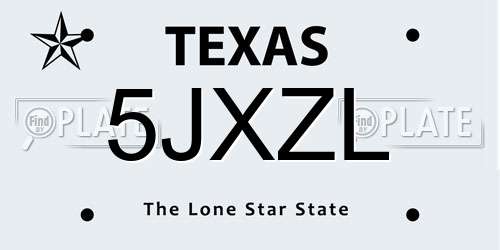 5JXZL Texas License Plate