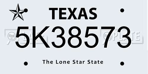 5K38573 Texas License Plate