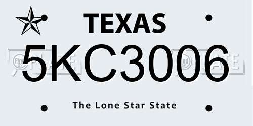 5KC3006 Texas License Plate