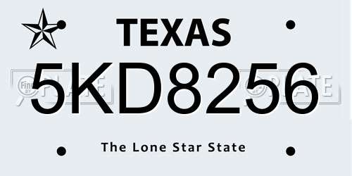 5KD8256 Texas License Plate