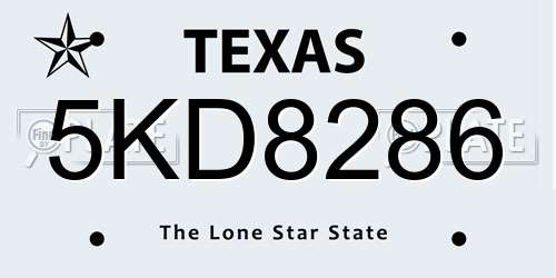 5KD8286 Texas License Plate