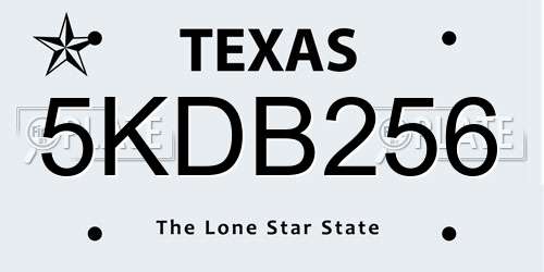 5KDB256 Texas License Plate