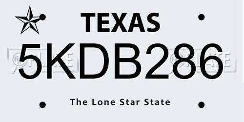 5KDB286 Texas License Plate