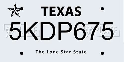 5KDP675 Texas License Plate