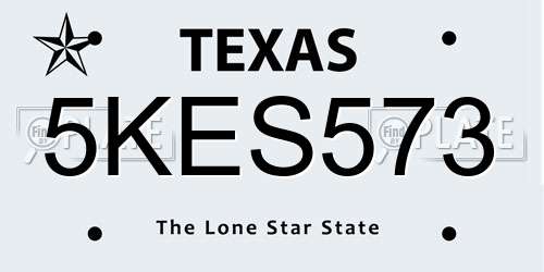 5KES573 Texas License Plate