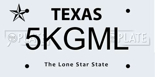 5KGML Texas License Plate