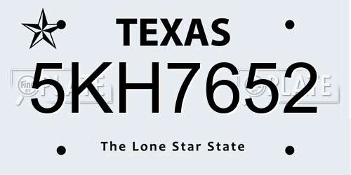 5KH7652 Texas License Plate