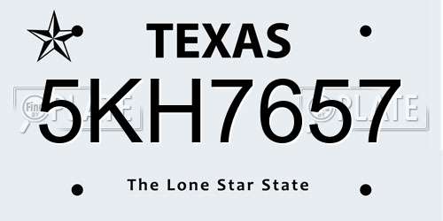 5KH7657 Texas License Plate