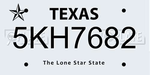 5KH7682 Texas License Plate