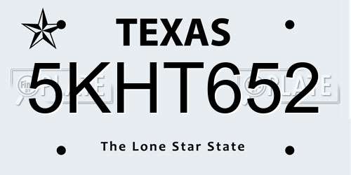 5KHT652 Texas License Plate