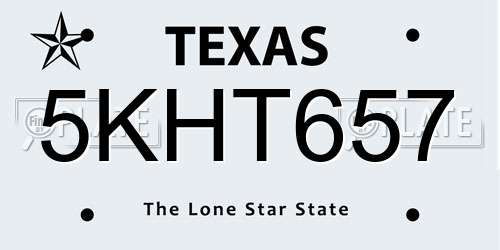 5KHT657 Texas License Plate