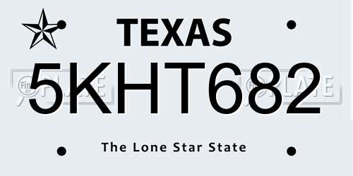 5KHT682 Texas License Plate