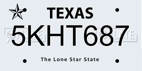 5KHT687 Texas License Plate