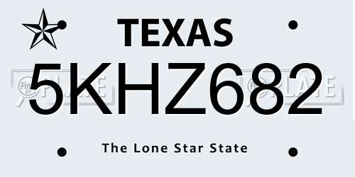 5KHZ682 Texas License Plate