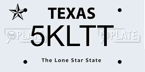 5KLTT Texas License Plate