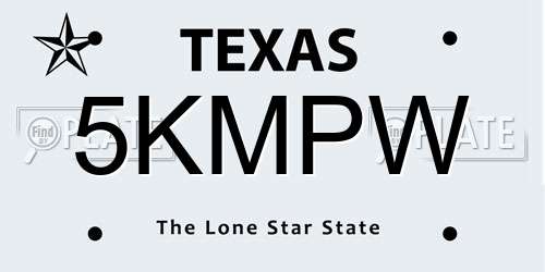 5KMPW Texas License Plate
