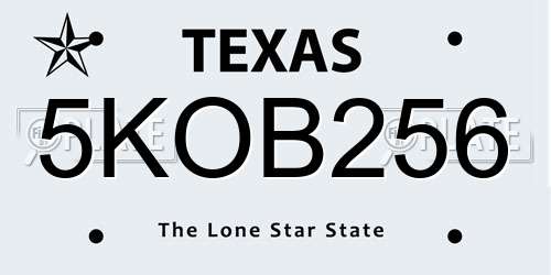 5KOB256 Texas License Plate
