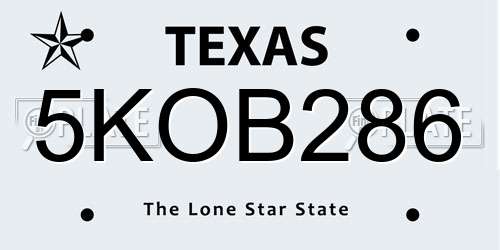 5KOB286 Texas License Plate
