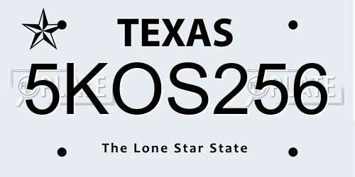 5KOS256 Texas License Plate