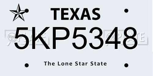 5KP5348 Texas License Plate