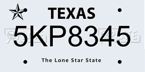 5KP8345 Texas License Plate