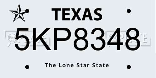 5KP8348 Texas License Plate