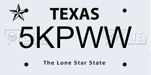 5KPWW Texas License Plate